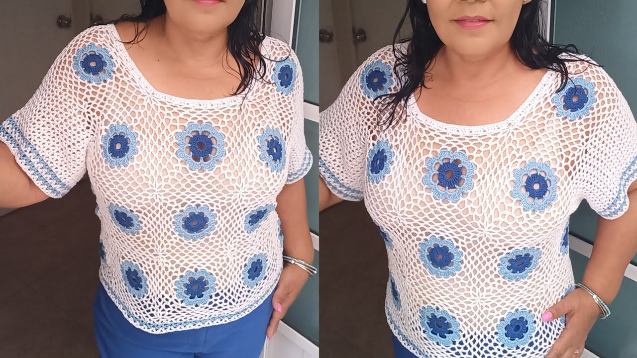 Blusa a Crochet fresca parte 1 #crochettutorial #blusascrochet