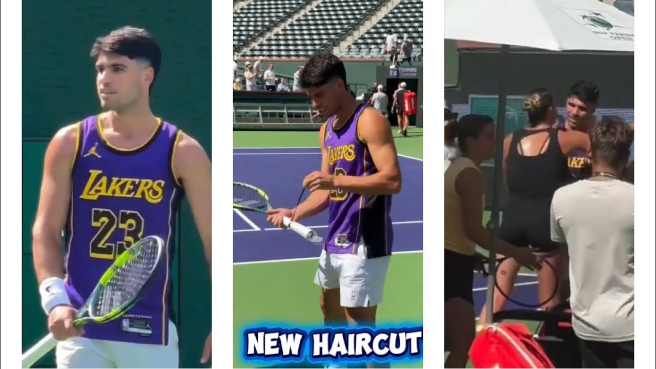 Carlos Alcaraz Arrives in Indian Wells with NEW HAIRCUT🌴🔥 First Training Session in the Desert
