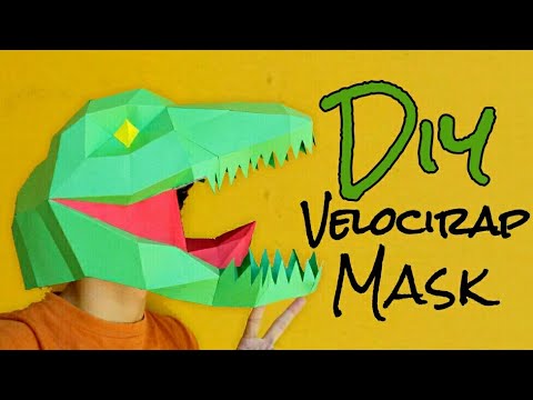 Cómo hacer una máscara de Velociraptor (Dinosaurio) con papel cartulina |  Momuscraft - YouTube