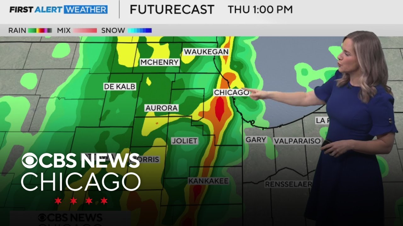 Windy, wet day on Thursday in Chicago - YouTube