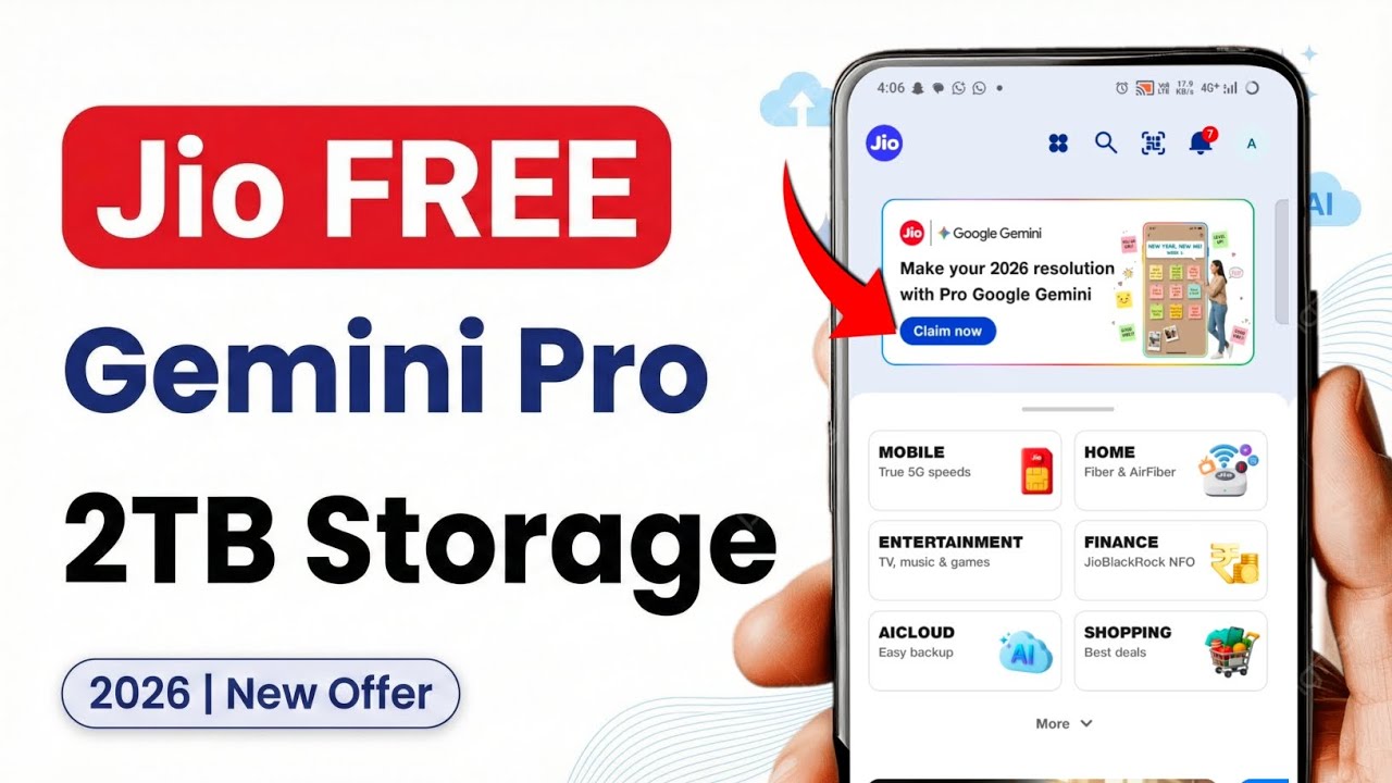 Jio Free Gemini Pro Offer 2026 | Get 2TB AI Cloud Storage FREE 🚀