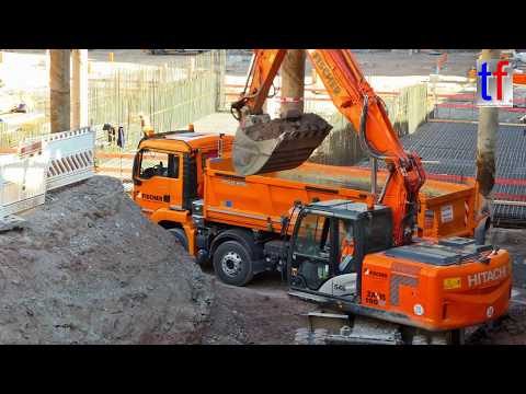 タダシゲユキ Stuttgart 21: HITACHI ZX 190 W & MAN 4a Dump Truck / Kipper