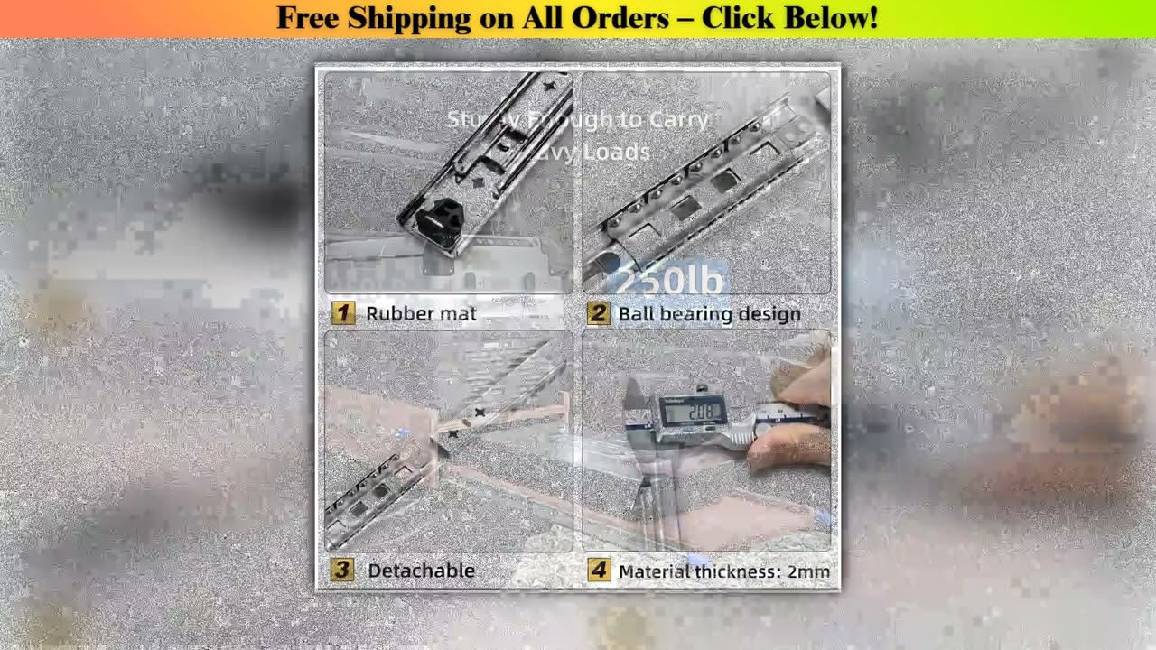 1 Pair Heavy Duty Locking Drawer Slides 53mm Wide Full Extension Ball Bearing Side Mount Rail Load