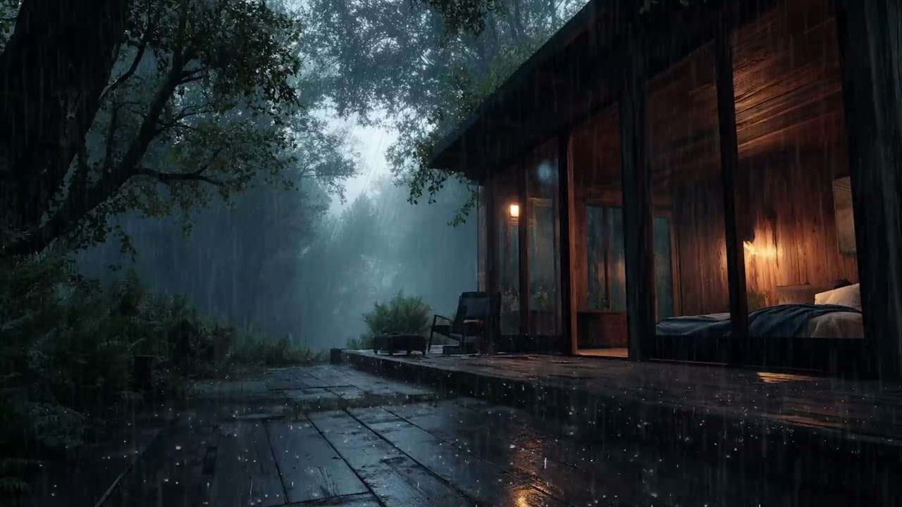 Rainy Night in a Forest Room | Calm Rain Sounds for Deep Sleep [No Music]