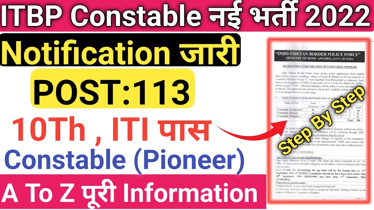ITBP Constable Pioneer Vacancy 2022 | ITBP Constable Pioneer Syllabus physical