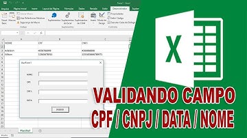 COMO VALIDAR CPF CNPJ  DATA COM VBA EXCEL