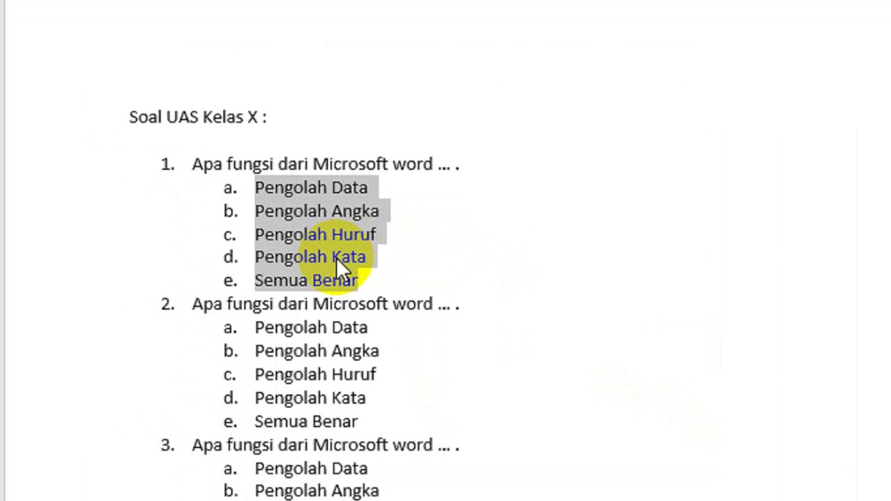 Cara Membuat 2 Kolom Format Soal Pilihan Ganda di Word - YouTube