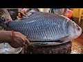 Incredible giant katla fish cutting in fish market  fish cutting skills