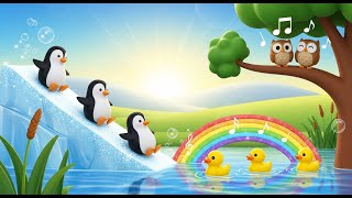 Penguins Slide, Owls Hoot & Ducklings Swim – Animal Fun Songs | Fun Learning Songs for Kids