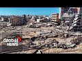Libya floods: Drone video shows Derna in ruins after deadly dam collapse