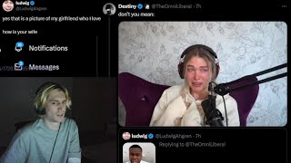 xQc reacts to Drama Between Destiny \u0026 Ludwig on Twitter