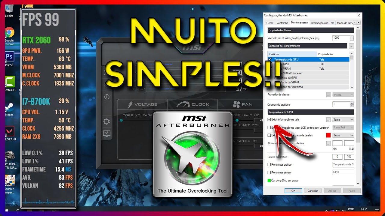 COMO CONFIGURAR O MSI AFTERBURNER YouTube