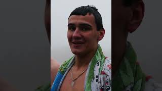 Epiphany Bathing, Swimming In The Ice Hole In Winter. January 19, The Baptism Of The Lord.