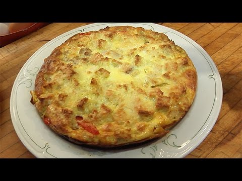 Lidia Bastianich's Sausage, Bread and Pepper Frittata