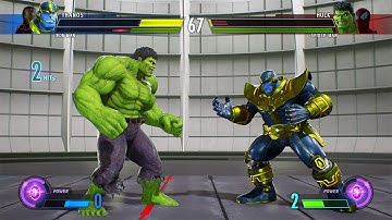 Hulk & Spider-Man vs Thanos & Captain America (Hardest AI) - Marvel vs Capcom: Infinite