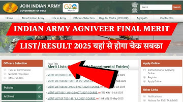 Army Agniveer Final Merit List 2025 | How to Check army agniveer final merit list 2025