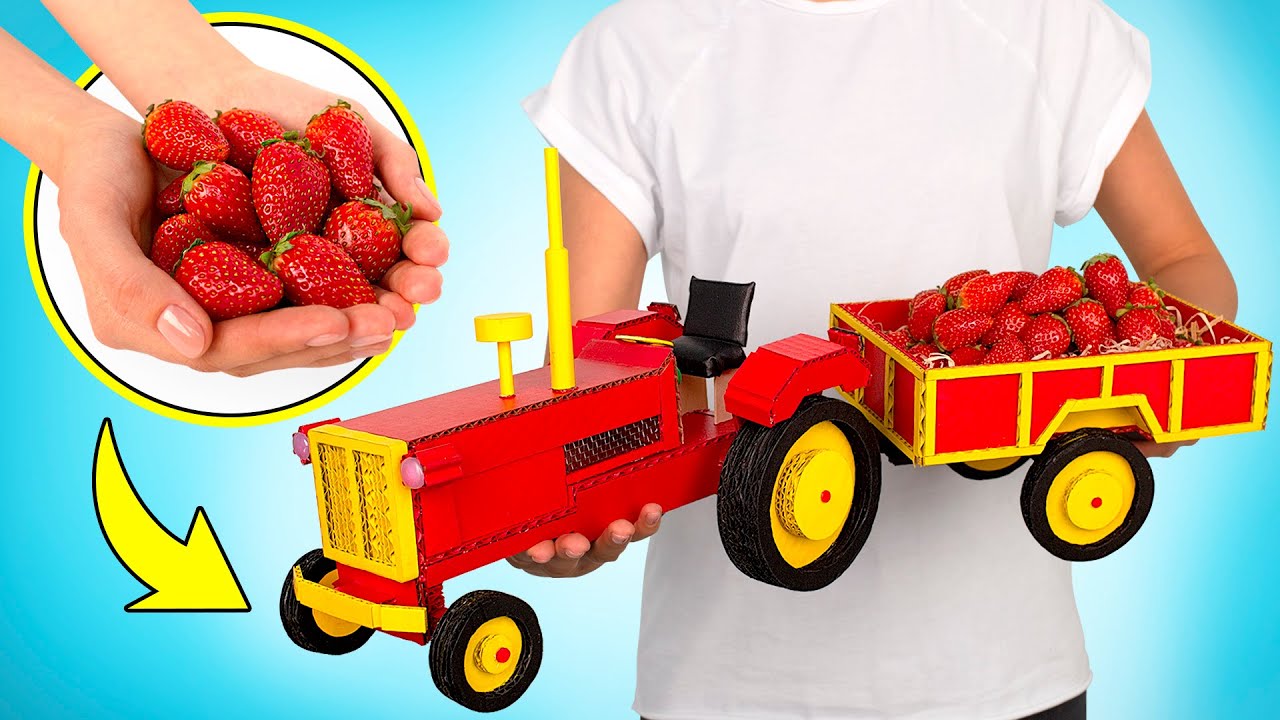 Cómo hacer un tractor con remolque de cartón