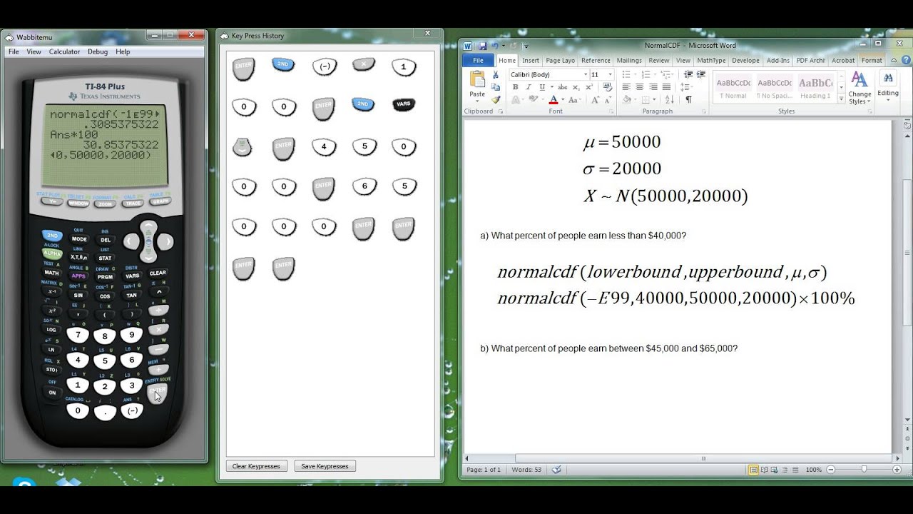 TI84 Tutorial Normal distributions YouTube