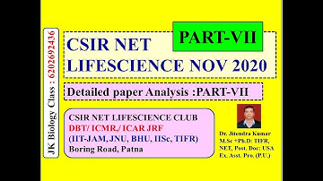CSIR NET LIFESCIENCE NOVEMBER-2020 || PAPER SOLVED || PART-VII || Memory based || Answer Key