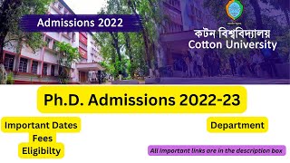 Cotton University: Ph.D. Admissions 2022-23 #Ph.D #Cottonuniversity