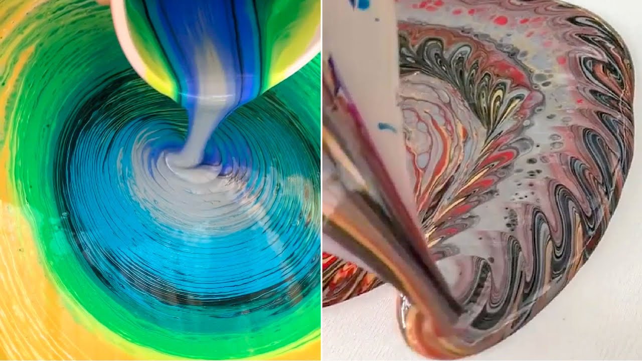 Oddly satisfying acrylic pouring paint and ASMR relaxing - AvaLantana Art