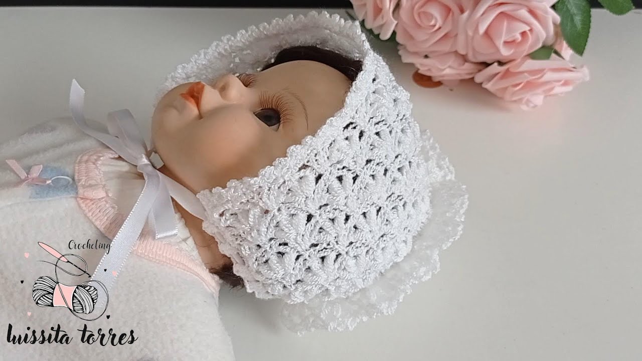 NUEVO! Teje Bonita Capota Para Bautizo a Crochet  ¡Patrón de Ganchillo Fácil y Rápido de Tejer!