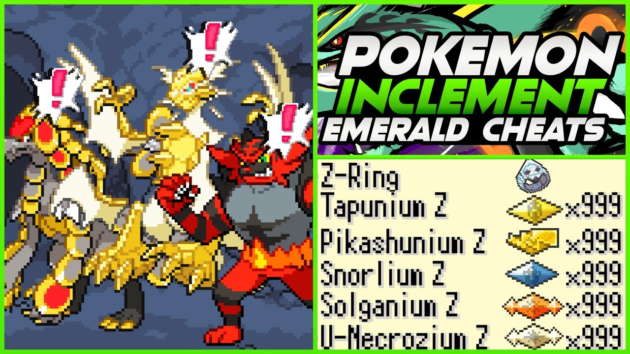 Poke_HaX - Pokemon - Inclement Emerald 1.13 version Ydarissep Emerald  Contributor version ➡️Version 1.13 Minimal grinding patch: - Infinite Rare  Candies (talk to nurse Joy) - Night/Day/Friendship/trade/gender (only  Salandit/Combee) evolution