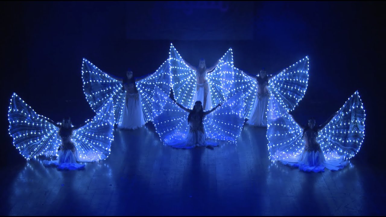 Belly dance with LED Isis Wings   Ancient Ruins by Layali Show Group