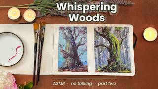 Whispering Woods 🌿 Painting Trees in Gouache | ASMR No Talking (Part 2)