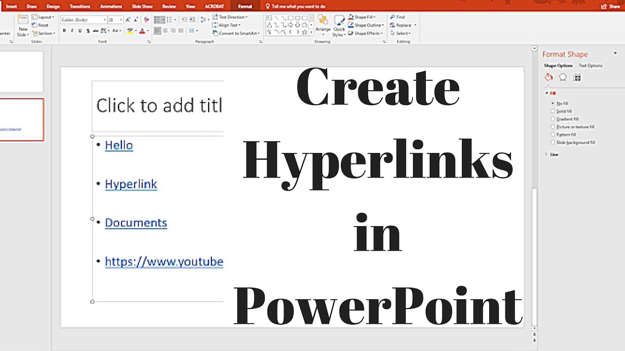 hyperlink in presentation mode