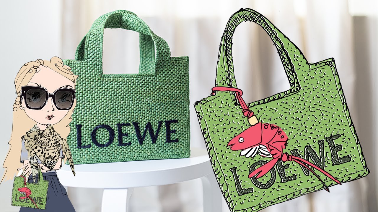 Medium LOEWE Font Tote in raffia