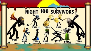 Night 100 Survivors Unlocked 😱 ×9999999 | Army Gega Griffon Vs Leader Zombies Stick War Legacy