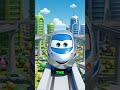 Monorail Leads Cartoon Cars: Futuristic City Rhyme Adventure! #shorts