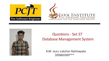 Question Set 37 | Database Management System | Java Institute | Isuru Lakshan Rathnayaka