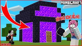 THỬ THÁCH XÂY NHÀ AN TOÀN BẰNG CÁNH CỬA ĐỊA NGỤC MINECRAFT*REDHOOD VÀ MỀU XÂY NHÀ BẰNG CỔNG NEDER