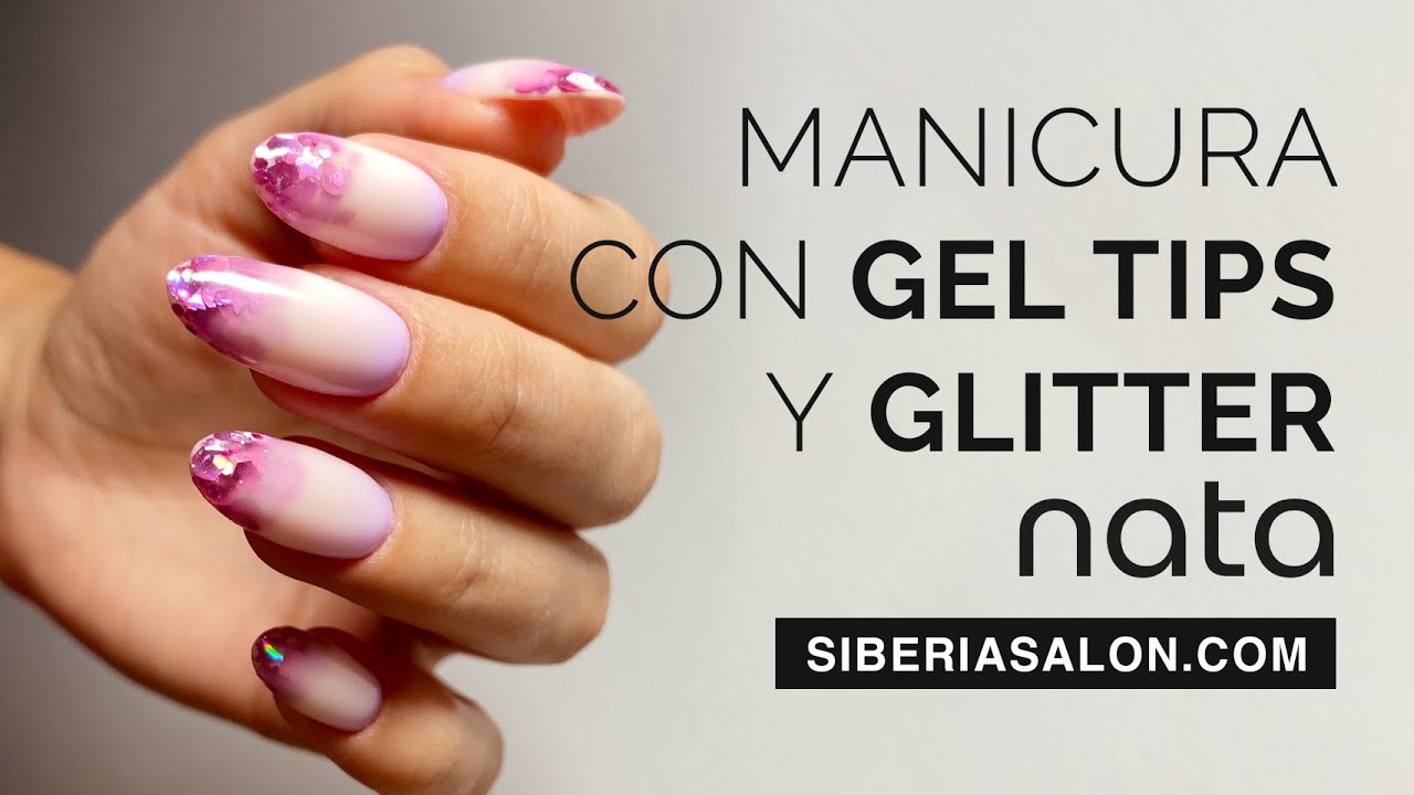 Manicura con GEL TIPS de color y GLITTER NATA✨