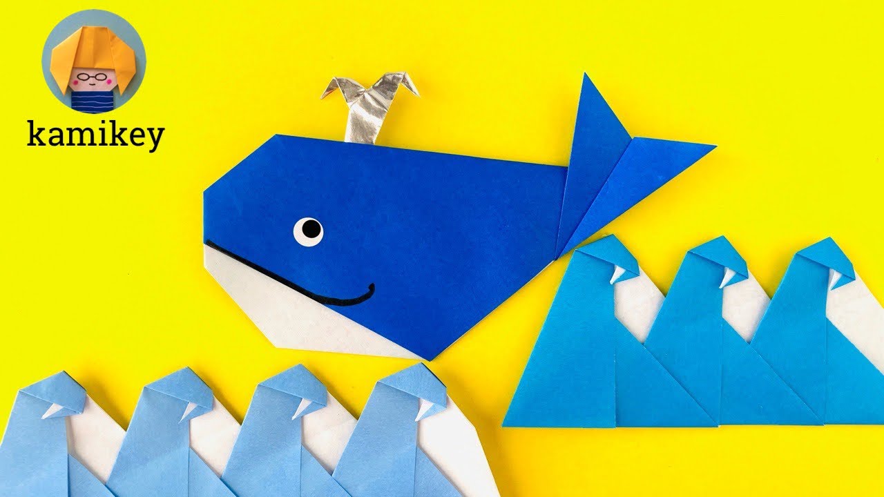 【折り紙】くじら Origami Whale（カミキィ kamikey)