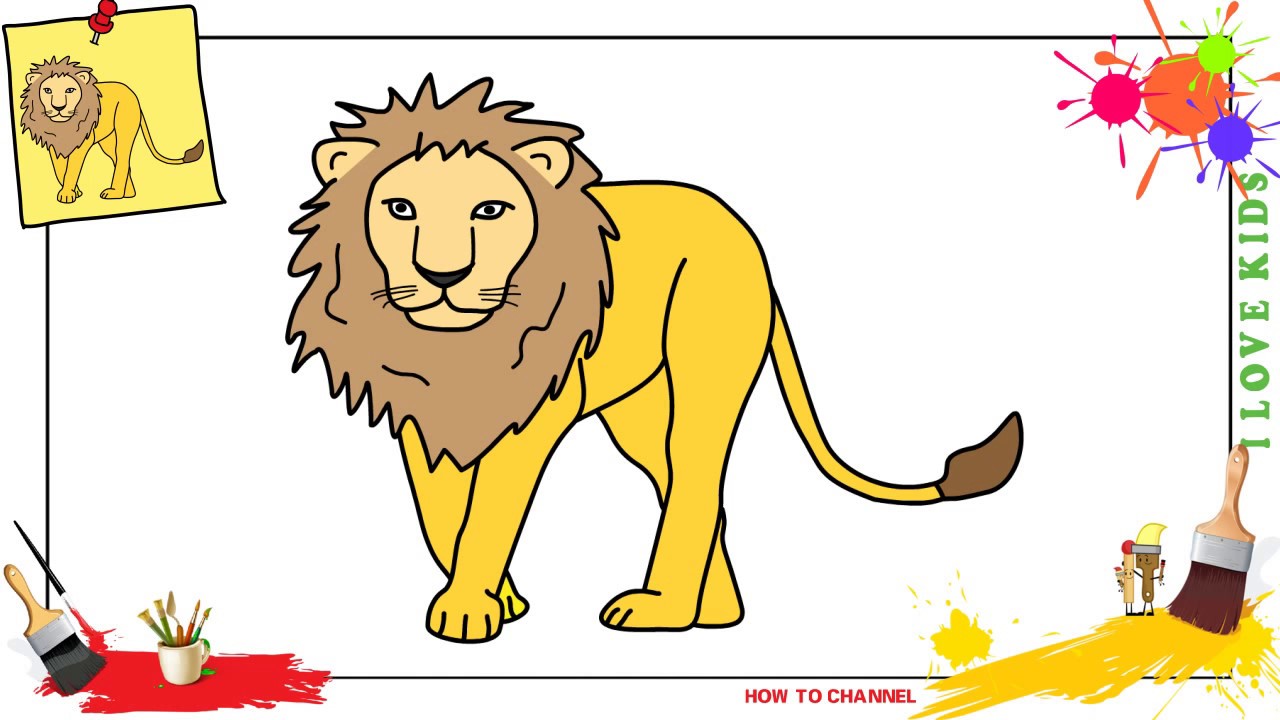 How to draw a lion 3 EASY & SLOWLY step by step for kids and beginners