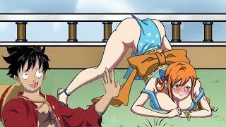 Nami se estaba entrenando cuando Luffy la atropó | Meme!! One piece
