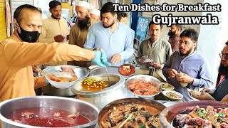 10 Dishes for Breakfast in Gujranwala Rush of People on the Roadside for Breakfast | Street Food