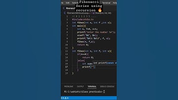Fibonacci Series using recursion in c programming #cprogramming #programming #trending #c