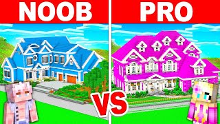 NOOB vs PRO: BARBIE vs KEN HOUSE Build Challenge in Minecraft!