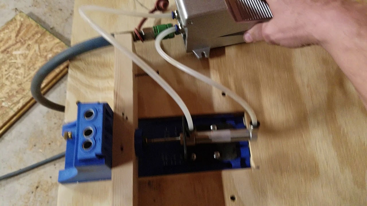 Installed pneumatic air cylinder and foot control on Kreg Pocket Hole