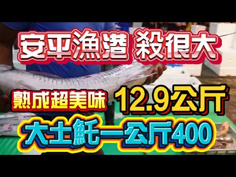 安平漁港～熟成超值享美味12.9公斤肥美土魠砍半價｜現流大明蝦一斤480｜買魚不怕沒人殺#美食 #市場拍賣 #安平漁港 #魚市場 #fruit 2025年7月5日