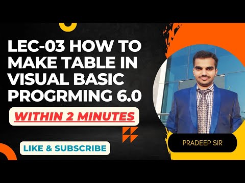 How to make table in visual basic 6.0|| Within 2 minutes