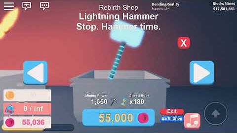 Buying the Lightning Hammer in Mining Simulator!!! - Roblox