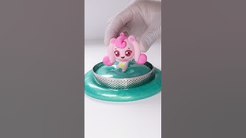 ASMR of putting a #Teenieping #heartsping in a making slime bubble and then popping it. #satisfying
