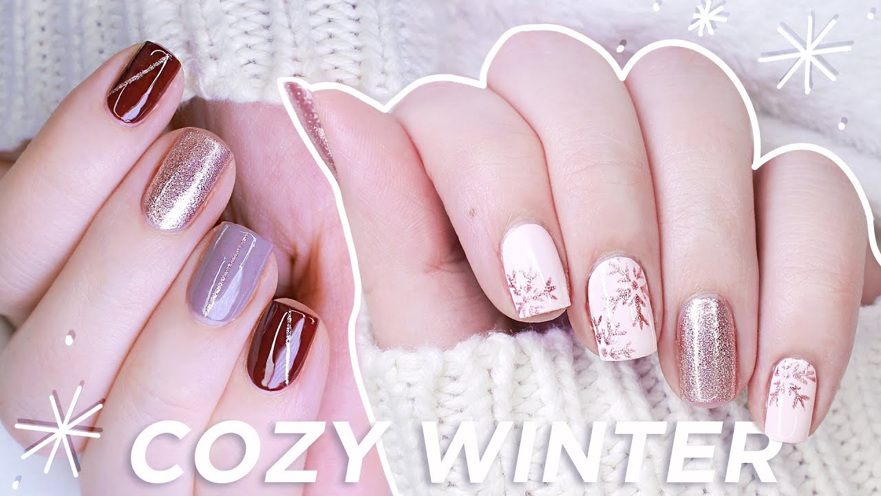 9. Blue and Pink Winter Nail Design 2024 - wide 4