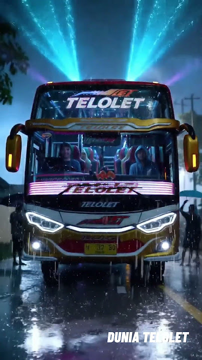 Om telolet om! Telolet Hujan Deras! Bus RGB Ini Terang Banget di Tengah Malam
