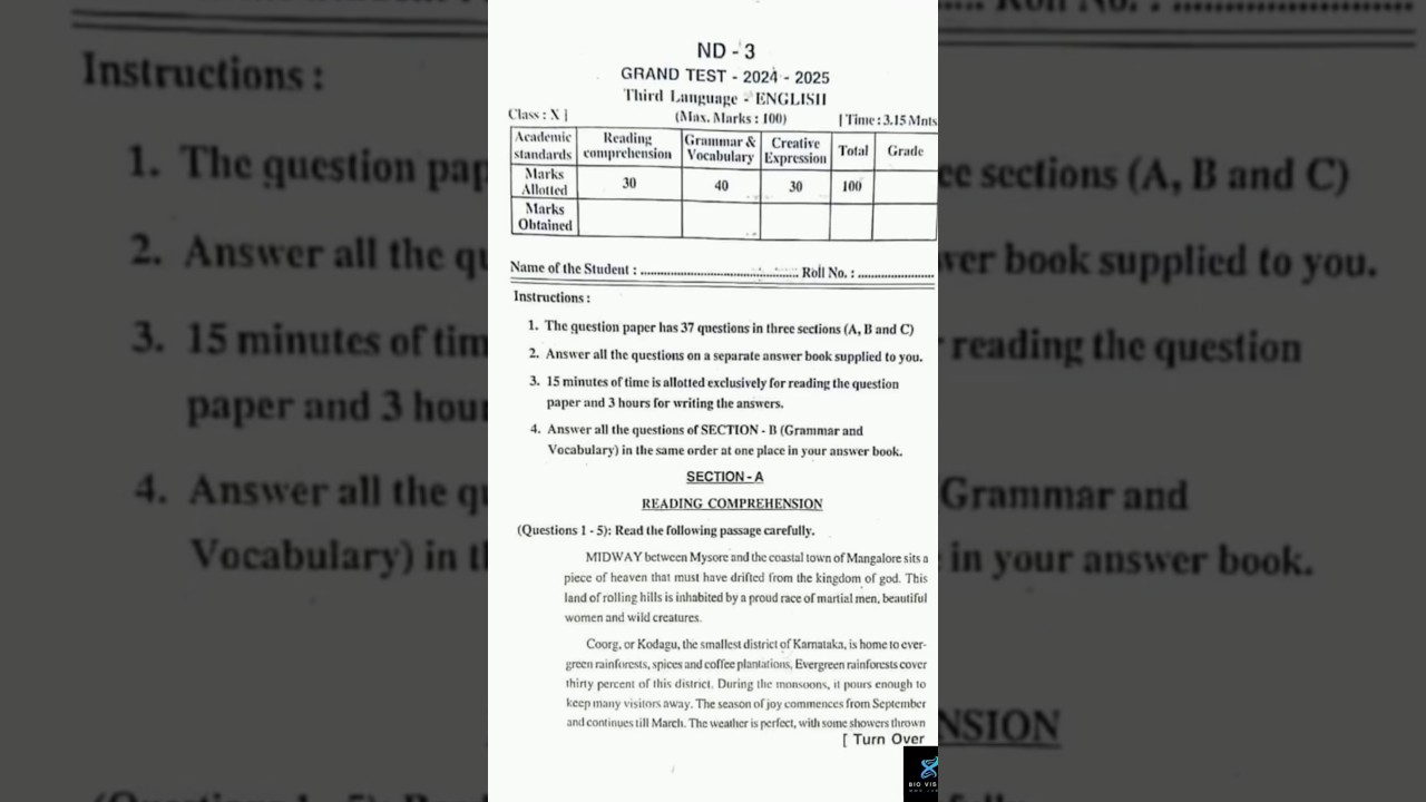 AP Govt English Grand test question paper